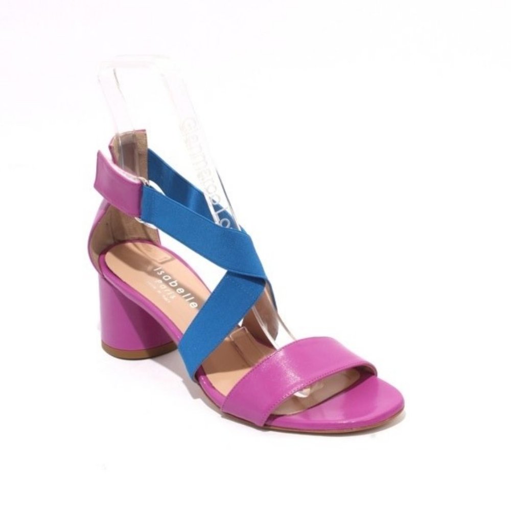ITALIAN Multicolor Leather Elastic Heel Sandals
